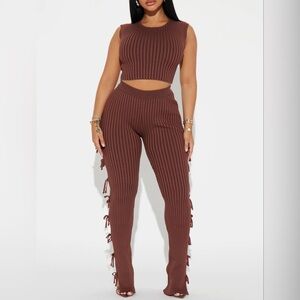 Women’s Fashion Nova That Girl Matching Pant Set Chocolate Size XS Extra Small